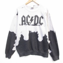 AC/DC 長袖スウェット ブリーチ加工 グレー XL | 古着