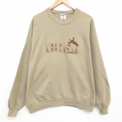 ジャージーズ 90s 長袖スウェット ネブラスカ刺繍 ベージュ XL | 古着