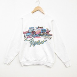 M★古着 フルーツオブザルーム 長袖 スウェット メンズ 90年代 90s Reno クルーネック USA製 白 26apr16