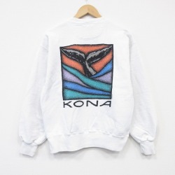 M★古着 Crazy Shirts 長袖 スウェット メンズ 80年代 80s KONA クルーネック USA製 白 26apr17