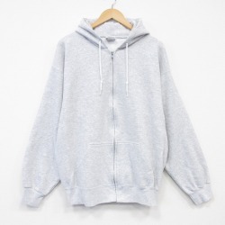 XL★古着 長袖 フルジップ スウェット パーカー メンズ 90年代 90s 無地 USA製 薄グレー 霜降り 26apr17