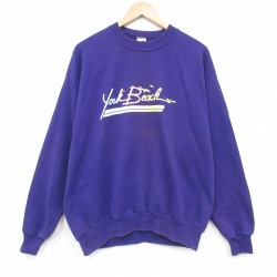 XL★古着 ジャージーズ 長袖 スウェット メンズ 90年代 90s ヨークビーチ クルーネック USA製 紫 26apr17