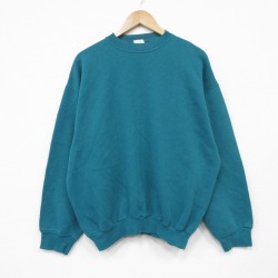 XL★古着 BVD 長袖 スウェット メンズ 90年代 90s 無地 クルーネック USA製 青緑 26apr18
