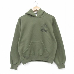 L★古着 長袖 スウェット パーカー メンズ 90年代 90s ミリタリー USMC USA製 緑 26apr18