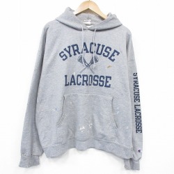 XL★古着 チャンピオン champion 長袖 スウェット パーカー メンズ 00年代 00s ラクロス 大きいサイズ 薄グレー 霜降り 26apr22