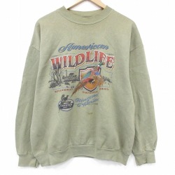 L★古着 TULTEX 長袖 スウェット メンズ 90年代 90s キジ クルーネック 薄緑 26apr22