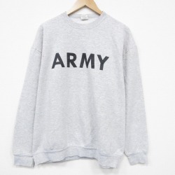 XL★古着 長袖 スウェット メンズ 00年代 00s ミリタリー アーミー ARMY クルーネック USA製 薄グレー 霜降り 26apr22