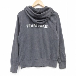 M★古着 ナイキ NIKE 長袖 フルジップ スウェット パーカー メンズ チーム 濃グレー 霜降り 26apr22