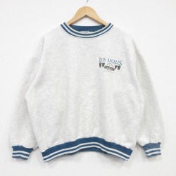XL★古着 長袖 スウェット メンズ 90年代 90s ロサンゼルス 大きいサイズ コットン クルーネック USA製 薄グレー 霜降り 26apr22
