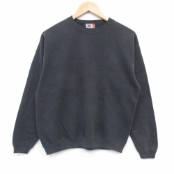 M★古着 アリゾナジーンズ 長袖 スウェット メンズ 90年代 90s 無地  クルーネック USA製 黒 26apr22