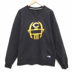 L★古着 ラッセル 長袖 スウェット メンズ C クルーネック 黒 26apr23
