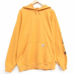 XL★古着 カーハート 長袖 スウェット パーカー メンズ 大きいサイズ 黄 26apr23