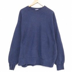 XL★古着 長袖 スウェット メンズ 00年代 00s 無地  リバースタイプ 大きいサイズ クルーネック 紺 26apr23