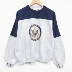 L★古着 長袖 スウェット メンズ 90年代 90s ワシントンDC クルーネック 薄グレー他 霜降り 26apr24