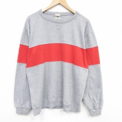 XL★古着 長袖 スウェット メンズ 90年代 90s 無地 ツートンカラー クルーネック USA製 グレー 霜降り 26apr24