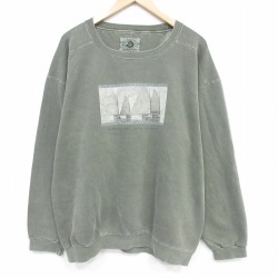 XL★古着 長袖 スウェット メンズ 00年代 00s ヨット 大きいサイズ クルーネック 薄緑 26apr24