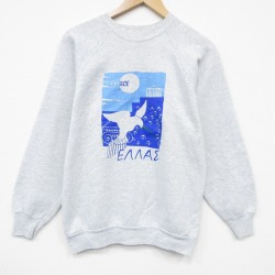 M★古着 フルーツオブザルーム 長袖 スウェット メンズ 90年代 90s 鳥 ラグラン クルーネック USA製 薄グレー 霜降り 26apr20