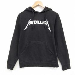 S★古着 長袖 ロック バンド スウェット パーカー メンズ メタリカ 黒 26apr27