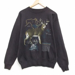 L★古着 TULTEX 長袖 スウェット メンズ 90年代 90s シカ クルーネック USA製 黒 26apr27