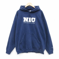 XL★古着 ナイキ NIKE 長袖 スウェット パーカー メンズ 00年代 00s NIC 大きいサイズ 紺 26apr28