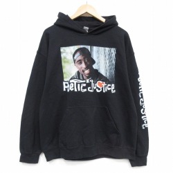 XL★古着 長袖 スウェット パーカー メンズ 映画 ポエティックジャスティス トゥパック 2パック 2PAC 黒 26apr28