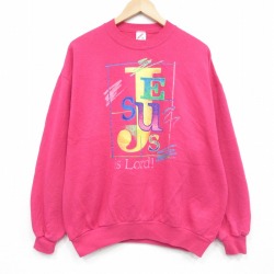 ジャージーズ 90s 長袖スウェット ジーザス ピンク XL | 古着
