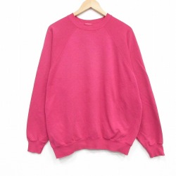 XL★古着 TULTEX 長袖 スウェット メンズ 90年代 90s 無地 ラグラン クルーネック USA製 濃ピンク 26apr28