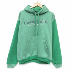 Cedar Point 00s 長袖スウェットパーカー グリーン L | 古着