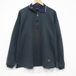 XL★古着 ラッセル 長袖 ハーフジップ スウェット メンズ 90年代 90s 無地 USA製 濃緑【spe】 26apr28