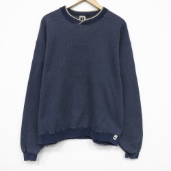 XL★古着 ラッセル 長袖 スウェット メンズ 90年代 90s 無地 クルーネック USA製 薄紺他【spe】 26apr28