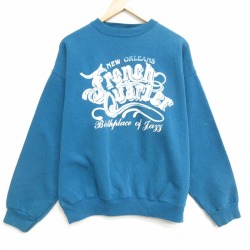 XL★古着 TULTEX 長袖 スウェット メンズ 90年代 90s ニューオリンズ クルーネック 青緑 26apr28