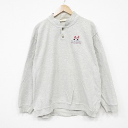 XL★古着 長袖 トップス メンズ 90年代 90s クラシック コットン モックネック ハイネック USA製 薄グレー 霜降り 26may01