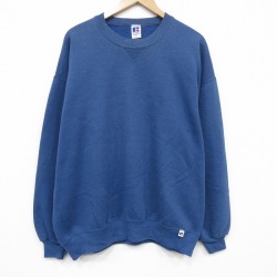 XL★古着 ラッセル 長袖 スウェット メンズ 90年代 90s 無地 大きいサイズ クルーネック USA製 紺 26may02