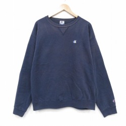 チャンピオン 90s 長袖スウェット ワンポイントロゴ ネイビー XL | 古着