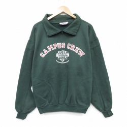 80s ハーフジップスウェット CAMPUS グリーン XL | 古着