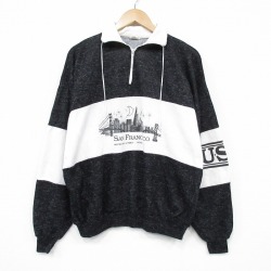 90s ハーフジップスウェット サンフランシスコ ブラック XL | 古着