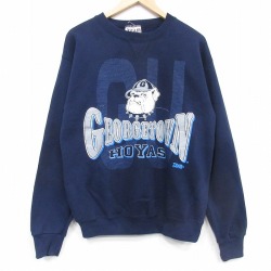90s 長袖スウェット ジョージタウンホーカーズ ネイビー M | 古着