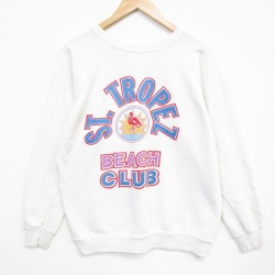 80s 長袖スウェット フラミンゴ ホワイト M | 古着