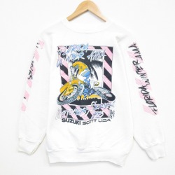 チャンピオン 80s 長袖スウェット モトクロススズキ ホワイト M | 古着