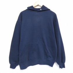 L★古着 ジャージーズ 長袖 スウェット パーカー メンズ 90年代 90s 無地 USA製 ネイビー 26may16
