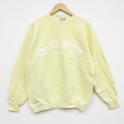 90s 長袖スウェット グランドホテル刺繍 イエロー L | 古着