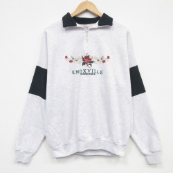 90s ハーフジップスウェット テネシー刺繍 グレー XL | 古着