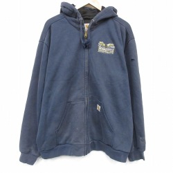 XL★古着 カーハート 長袖 フルジップ スウェット パーカー メンズ Under-dogg 大きいサイズ 黒 内側メッシュ【spe】 26may22