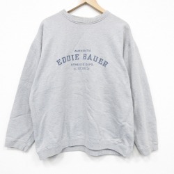 XL★古着 エディーバウアー 長袖 スウェット メンズ 00年代 00s ビッグロゴ クルーネック カナダ製 グレー 霜降り【spe】 26may22