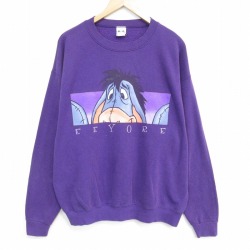 ディズニー 90s 長袖スウェット くまのプーさんイーヨー パープル XL | 古着