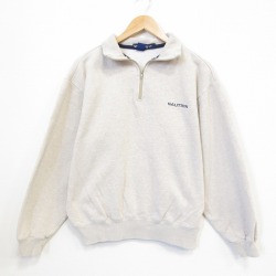 ノーティカ 90s 長袖スウェット ワンポイントロゴ ベージュ L | 古着