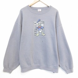 XL★古着 長袖 スウェット メンズ 90年代 90s ディズニー ドナルドダック 大きいサイズ クルーネック USA製 グレー【spe】 26may26