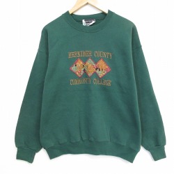90s 長袖スウェット MOM刺繍 グリーン L | 古着