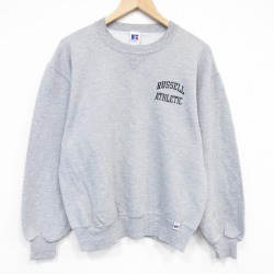 M★古着 ラッセル 長袖 スウェット メンズ 90年代 90s ワンポイントロゴ クルーネック USA製 グレー 霜降り【spe】 26may29