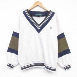 90s 長袖スウェット ワンポイントロゴ ホワイト XL | 古着